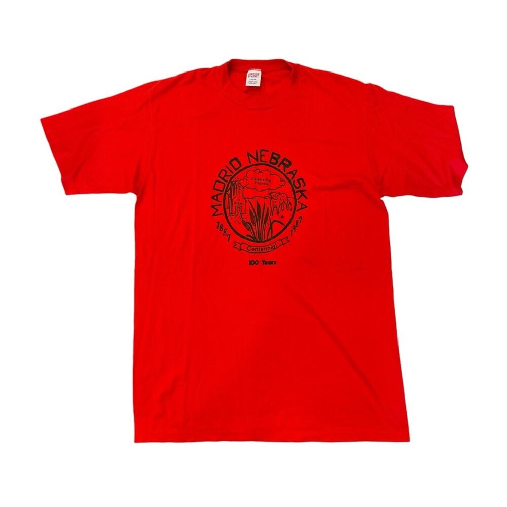 Vintage 80s Nebraska Graphic T Shirt Red Jerzees Streetwear 1987 Men’s Size L